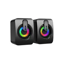 Caixa de Som 3W Multimídia USB/P2 Preta Lehmox LEY-1917 Com Luzes LED
