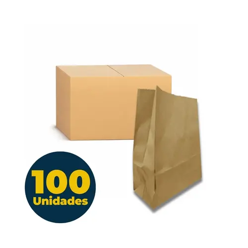 SACO PAPEL KRAFT FUNDO CHATO 34CMX22CMX12,8CM REF-10K SANFONA 0100 UN