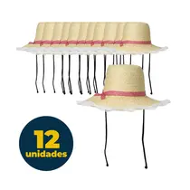CHAPEU PALHA TRANCA P CROMUS RENDA BRANCA 12 UN