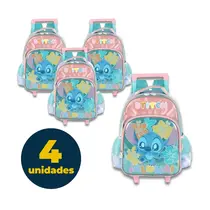 MOCHILA FEM INF C/RODA G LUXCEL STITCH TURQUESA IC42402SC.2400 4 UN