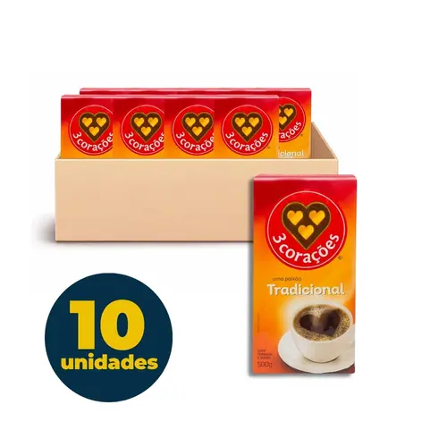 CAFE TRES CORACOES TRADICIONAL 500G 10 UN
