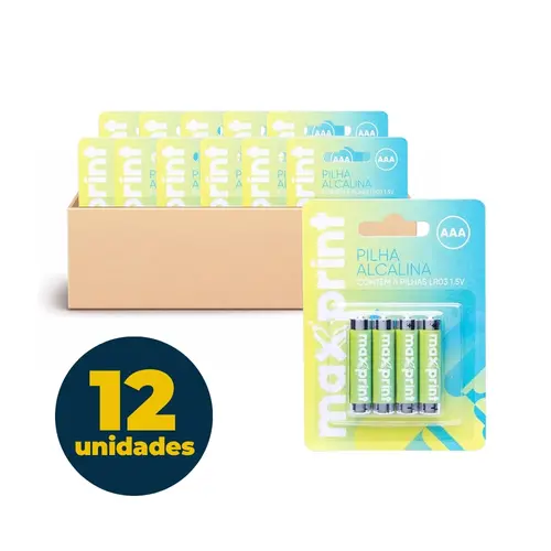 PILHA PALITO AAA ALCALINA 04 UN MAXPRINT 12 CTL