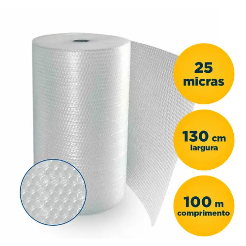 PLASTICO BOLHA 130CMX100M 25 MICRAS 6 BOB