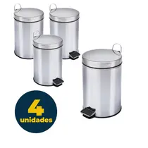 LIXEIRA 003L C/PEDAL INOX NX330 4 UN