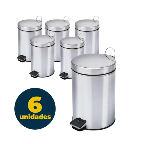 LIXEIRA 005L C/PEDAL INOX NX331 6 UN