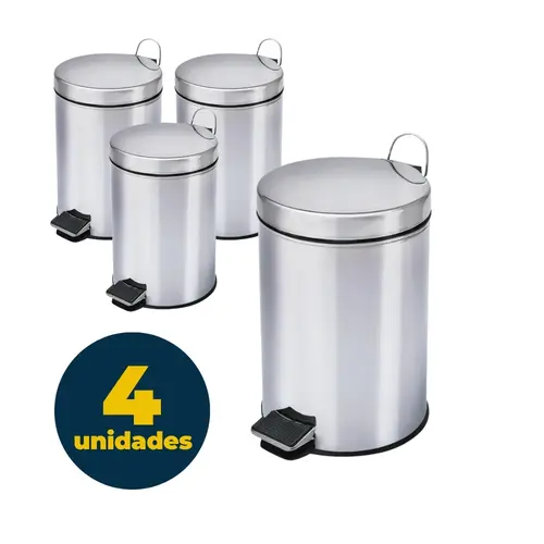LIXEIRA 012L C/PEDAL INOX NX332 4 UN