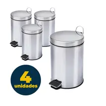 LIXEIRA 012L C/PEDAL INOX NX332 4 UN