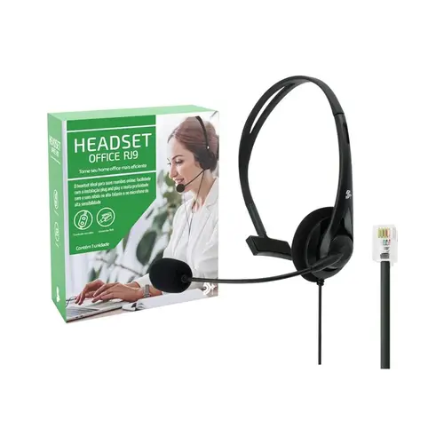 Fone de Ouvido Headset Office para Telefone com Fio Conector RJ9 Preto 015-0100