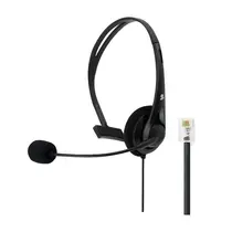 Fone de Ouvido Headset Office para Telefone com Fio Conector RJ9 Preto 015-0100