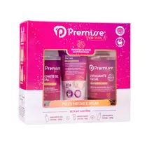 Kit Facial Premisse Sabonete Gel 200g, Esfoliante 220g e Hidratante para Peles Mistas e Secas 60g