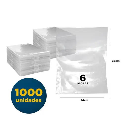 SACO PLASTICO PP 24CMX35CM 1000UN 6 MICRAS 5 MIL