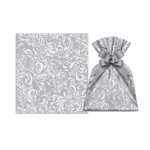 Saco de Presente Metalizado 30cm x 45cm Gessele Ornamental Prata