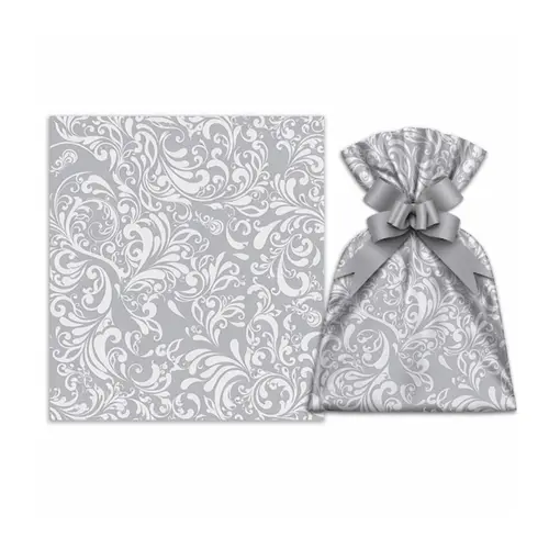 Saco de Presente Metalizado 45cm x 60cm Gessele Ornamental Prata