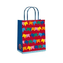 SACOLA PAPEL PRESENTE P 21,5CMX15CMX8CM CROMUS BANDEIRINHAS 10 UN