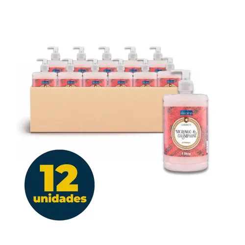 SABONETE LIQUIDO 01L PUMP PREMISSE MORANGO E CHAMPAGNE 12 UN