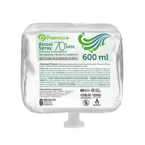 Álcool Spray Refil Antisséptico 70 INPM Premisse 600ml