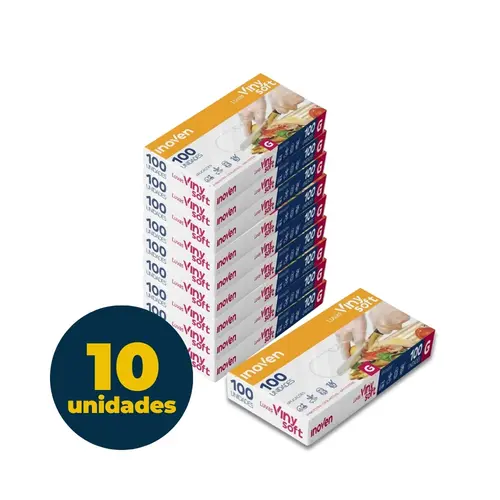 LUVA VINIL DESCARTAVEL G S/PO 100 UN 10 PCT