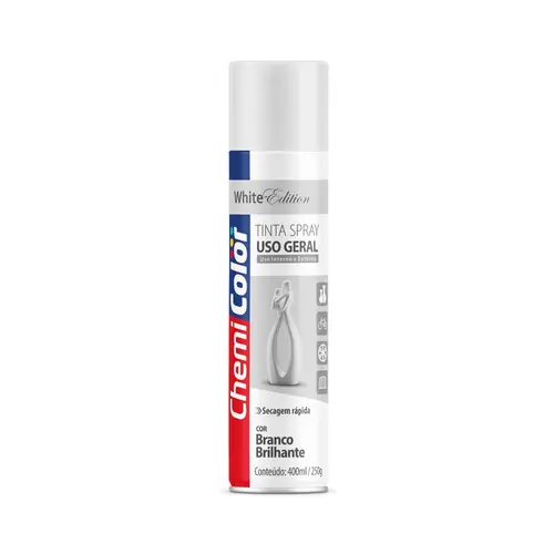 TINTA SPRAY USO GERAL CHEMICOLOR 400ML BRANCO BRILHANTE 6 UN