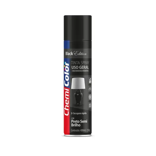 Tinta Spray Uso Geral Chemicolor Preto Semi Brilho 400ml