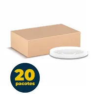 TAMPA PLASTICA PARA COPO 300/330 ML TRANSPARENTE 0100 UN SEM FURO 20 PCT