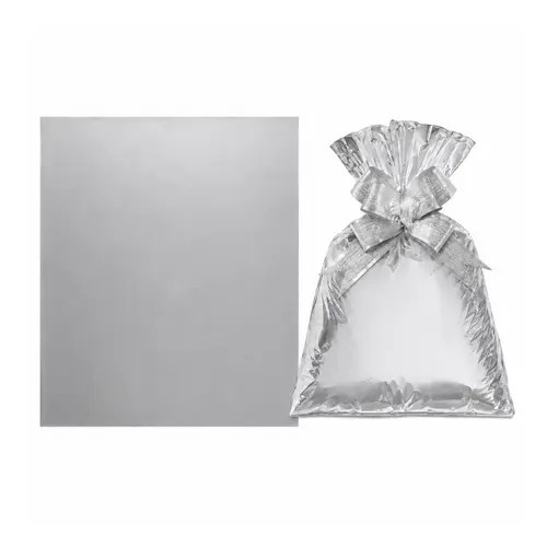 Saco de Presente Metalizado Cromus Gala Liso Prata 88x120cm