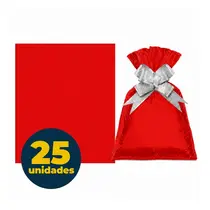 SACO PRESENTE METALIZADO 88CMX120CM 001 UN GALA LISO VERMELHO 25 UN