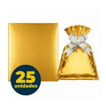 SACO PRESENTE METALIZADO 88CMX120CM 001 UN GALA LISO OURO 25 UN