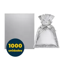 SACO PRESENTE METALIZADO 88CMX120CM 001 UN GALA LISO PRATA 1000 UN