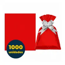 SACO PRESENTE METALIZADO 88CMX120CM 001 UN GALA LISO VERMELHO 1000 UN