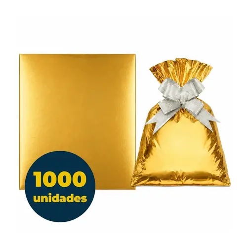 SACO PRESENTE METALIZADO 88CMX120CM 001 UN GALA LISO OURO 1000 UN