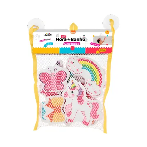 Brinquedo EVA 16 Peças BRW Dipedu Hora do Banho Unicórnio