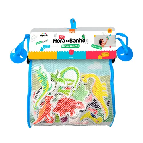 Brinquedo EVA 16 Peças BRW Dipedu Hora do Banho Dino