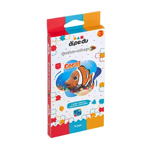 Quebra-Cabeça 3D Papel BRW Dipedu 16 Peças Peixe Coral