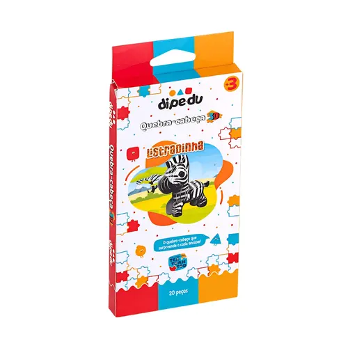 Quebra-Cabeça 3D Papel BRW Dipedu 20 Peças Zebra Listradinha