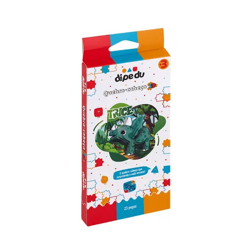 Quebra-Cabeça 3D Papel BRW Dipedu 23 Peças Dino Trice