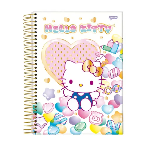 Caderno 1/4 Espiral Capa Dura Jandaia Hello Kitty 140mm x 200mm 80 Folhas 27/1