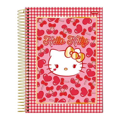 Caderno 1/4 Espiral Capa Dura Jandaia Hello Kitty 140mm x 200mm 80 Folhas 27/3