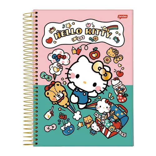 Caderno 1/4 Espiral Capa Dura Jandaia Hello Kitty 140mm x 200mm 80 Folhas 27/4