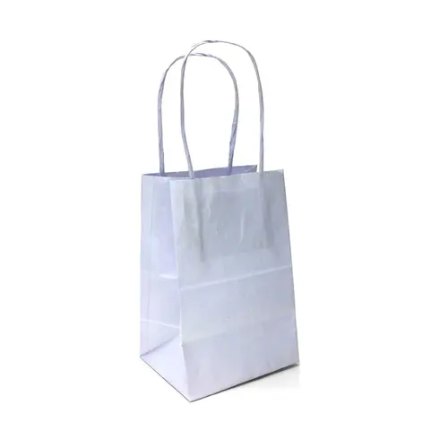 SACOLA PAPEL KRAFT MINI 9,5CMX7,5CMX14,5CM COR BRANCA C/ALCA BR 10 UN