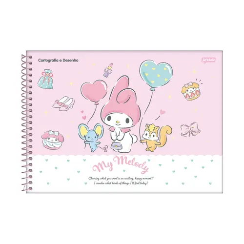 Caderno Desenho Cartografia Espiral Capa Dura Jandaia My Melody 80 Folhas 27/2