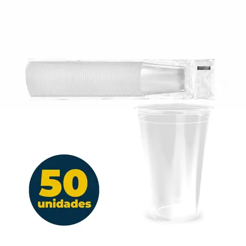Copo Plástico Transparente 330ml Liso com 50 Unidades