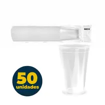 Copo Plástico Transparente 330ml Liso com 50 Unidades
