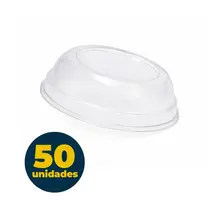 Tampa Bolha Plástica para Copo Sundae 180ml Transparente Sem Furo Pacote com 50 Unidades