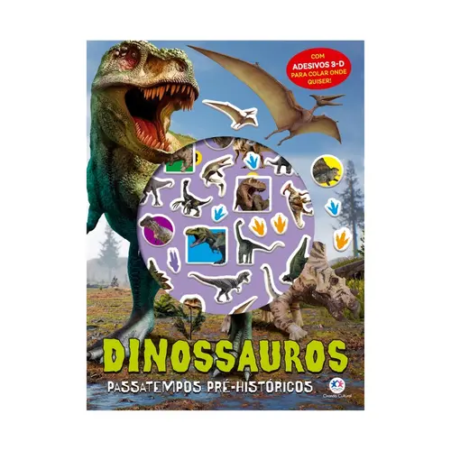 Livro Infantil Ciranda Cultural Passatempos Dinossauros Pré-Históricos com Adesivos