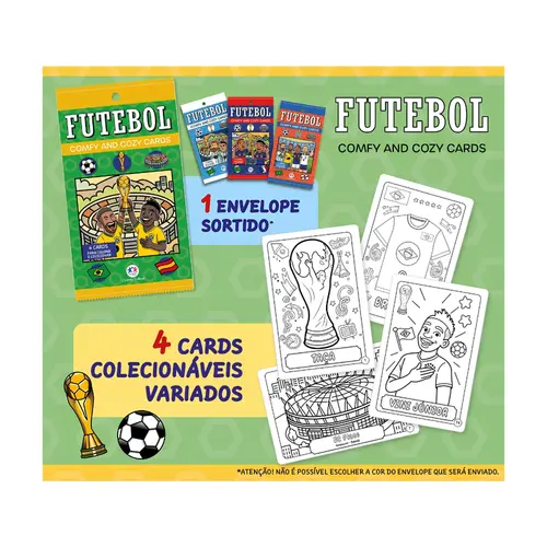 Livro Infantil Colorir Ciranda Cultural Comfy & Cozy 4 Cards Futebol