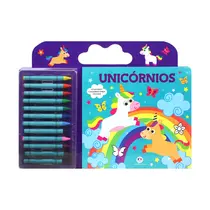 Livro Infantil Colorir Ciranda Cultural Unicórnios com Giz de Cera