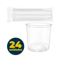 POTE PLASTICO 250 ML TRANSPARENTE REDONDO 024 UN C/TAMPA 10 PCT