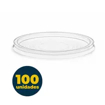 TAMPA PLASTICA PARA POTE 050 ML TRANSPARENTE 100 UN SEM FURO 10 PCT