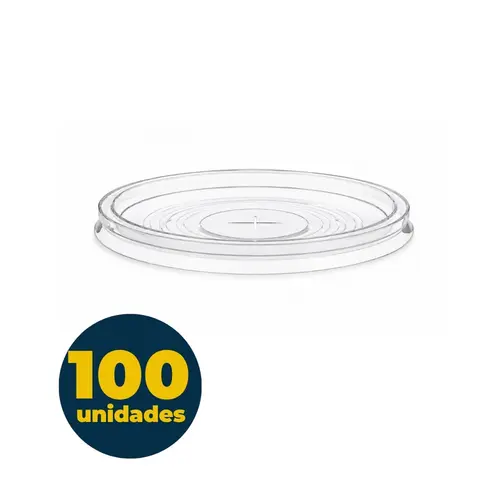 TAMPA PLASTICA PARA COPO 250/300/330 ML TRANSPARENTE 0100 UN COM FURO 10 PCT