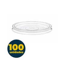 TAMPA PLASTICA PARA COPO 250/300/330 ML TRANSPARENTE 0100 UN COM FURO 10 PCT